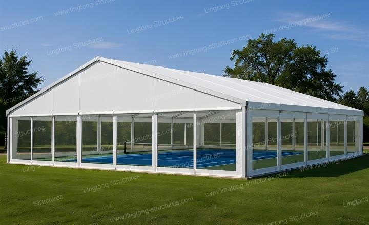 9561787559021819.jpg Pickleball hall frame construction showing aluminum structure and modular assembly system