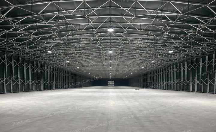 inner structure of retractable tunnel tent for warehouse large-capacity storage