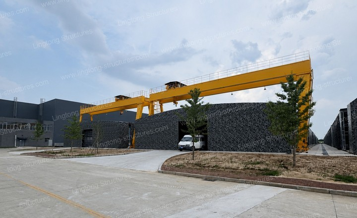 heavy-duty retractable tunnel tent for warehouse loading area with gantry crane