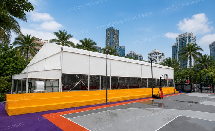 7261789458423226.jpg Exterior view of modular aluminum outdoor basketball court tent in Bangkok Thailand